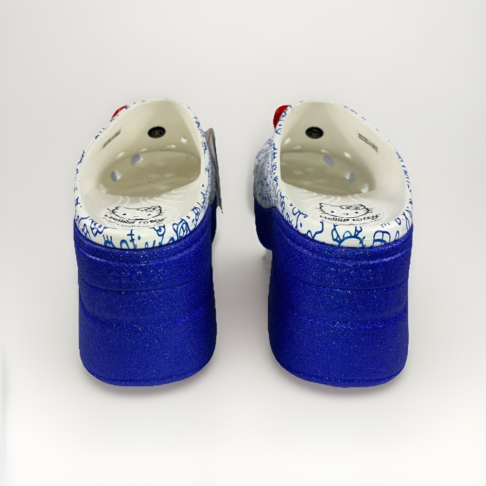 Crocs Hello Kitty 50th Anniversary Blue Glitter Siren Clog Women's 11 Men's 9 - Picture 4 of 10
